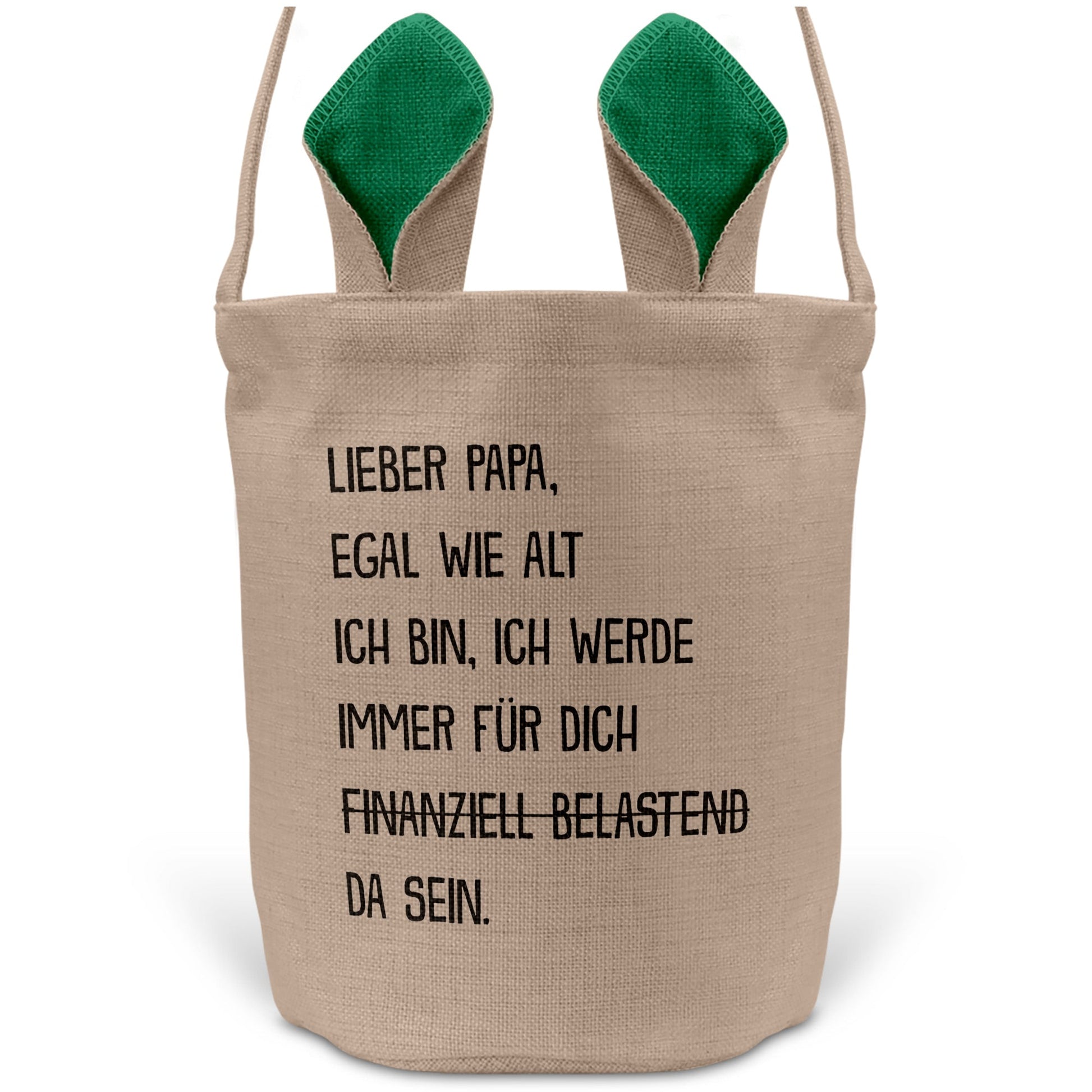 22Feels® Papa Osterkorb Vater mit Henkel Ostergeschenk Tragetasche Ostern Deko Osternest Körbchen Hasenohren (Beige/Grün)-Ostern Tragetasche-22Feels