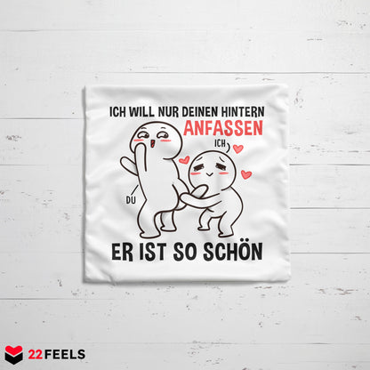 22Feels® Paar Geschenk zum Jahrestag, Valentinstag, Hochzeitstag etc. - Kissen mit Spruch (Weiss 40x40cm)-Kissen Weiss 40x40-22Feels