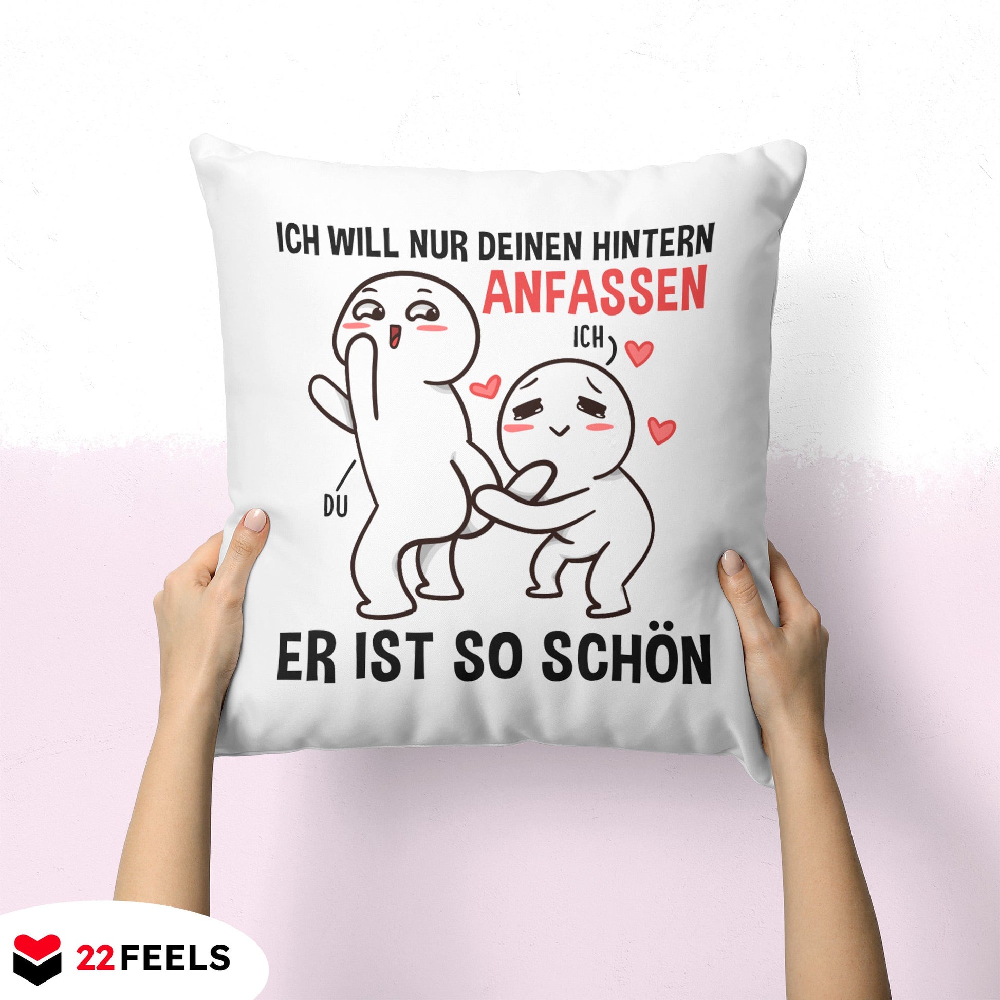 22Feels® Paar Geschenk zum Jahrestag, Valentinstag, Hochzeitstag etc. - Kissen mit Spruch (Weiss 40x40cm)-Kissen Weiss 40x40-22Feels