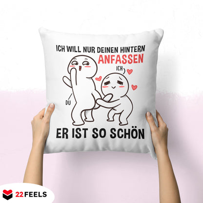 22Feels® Paar Geschenk zum Jahrestag, Valentinstag, Hochzeitstag etc. - Kissen mit Spruch (Weiss 40x40cm)-Kissen Weiss 40x40-22Feels