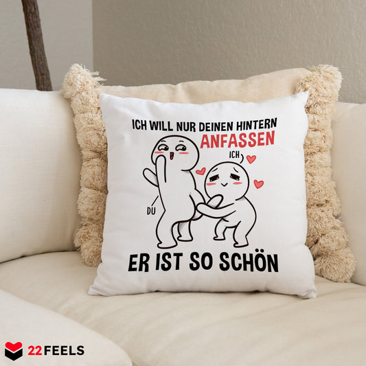 22Feels® Paar Geschenk zum Jahrestag, Valentinstag, Hochzeitstag etc. - Kissen mit Spruch (Weiss 40x40cm)-Kissen Weiss 40x40-22Feels