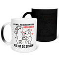 22Feels® Pärchen Geschenk zum Jahrestag, Hochzeitstag, Valentinstag etc. - Zaubertasse mit Spruch: Ich will nur deinen Hintern anfassen, Er ist so schön (Matt-Schwarz und Weiss, 320ml)-Farbwechsel Tasse Matt 320ml-22Feels
