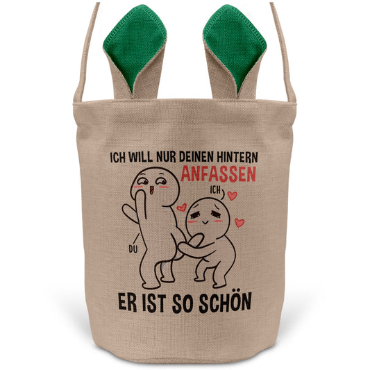 22Feels® Männer Frauen Osterkorb Ehefrau Ehemann Freund Freundin Ostern mit Henkel Ostergeschenk Tragetasche Ostern Deko Osternest Körbchen Hasenohren (Beige/Grün)-Ostern Tragetasche-22Feels