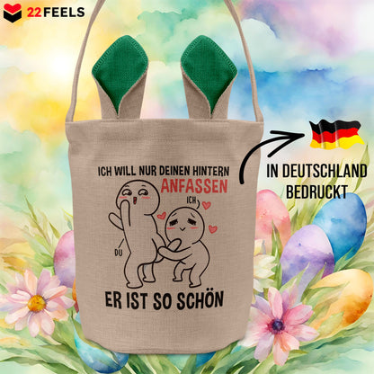 22Feels® Männer Frauen Osterkorb Ehefrau Ehemann Freund Freundin Ostern mit Henkel Ostergeschenk Tragetasche Ostern Deko Osternest Körbchen Hasenohren (Beige/Grün)-Ostern Tragetasche-22Feels