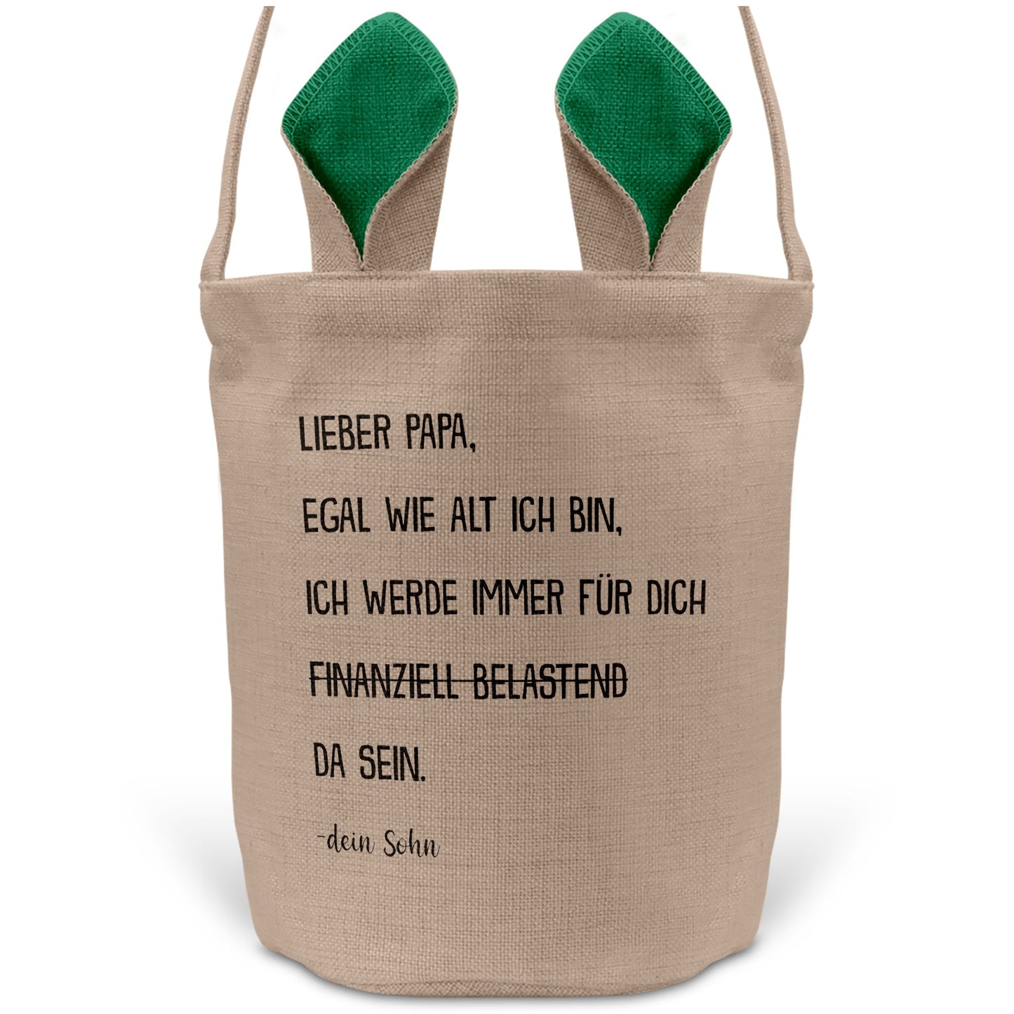 22Feels® Papa Osterkorb von Sohn Vater mit Henkel Ostergeschenk Tragetasche Ostern Deko Osternest Körbchen Hasenohren (Beige/Grün)-Ostern Tragetasche-22Feels