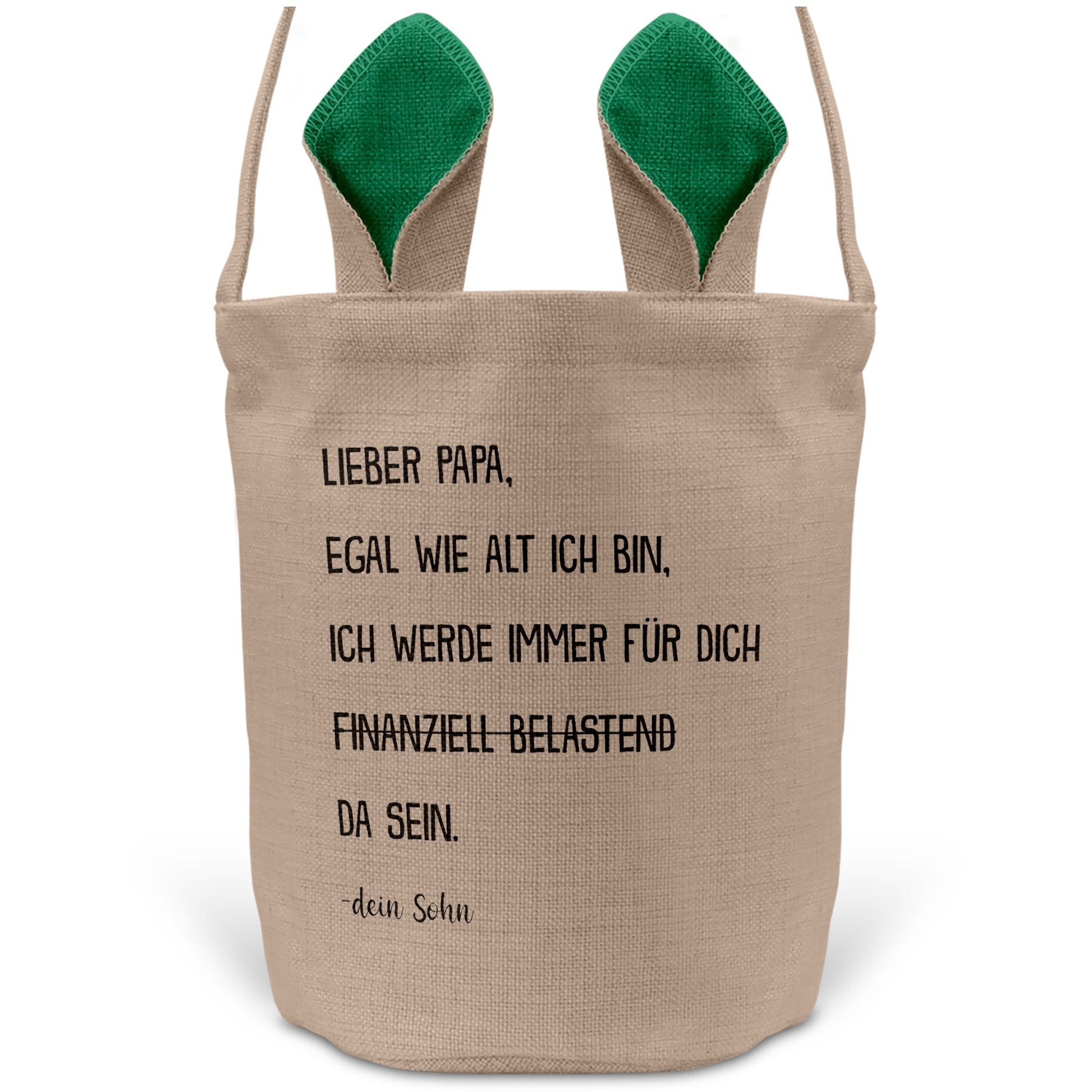 22Feels® Papa Osterkorb von Sohn Vater mit Henkel Ostergeschenk Tragetasche Ostern Deko Osternest Körbchen Hasenohren (Beige/Grün)-Ostern Tragetasche-22Feels