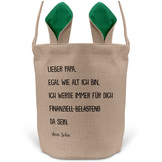 22Feels® Papa Osterkorb von Sohn Vater mit Henkel Ostergeschenk Tragetasche Ostern Deko Osternest Körbchen Hasenohren (Beige/Grün)-Ostern Tragetasche-22Feels