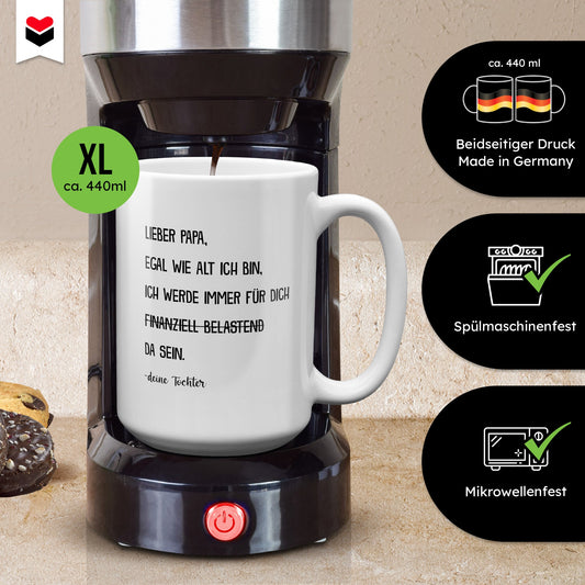 22Feels® Papa Geschenk von Tochter - XL Tasse mit Spruch: Egal wie alt ich bin (Weiss, 440ml)-Weisse XL Tasse 440ml-22Feels