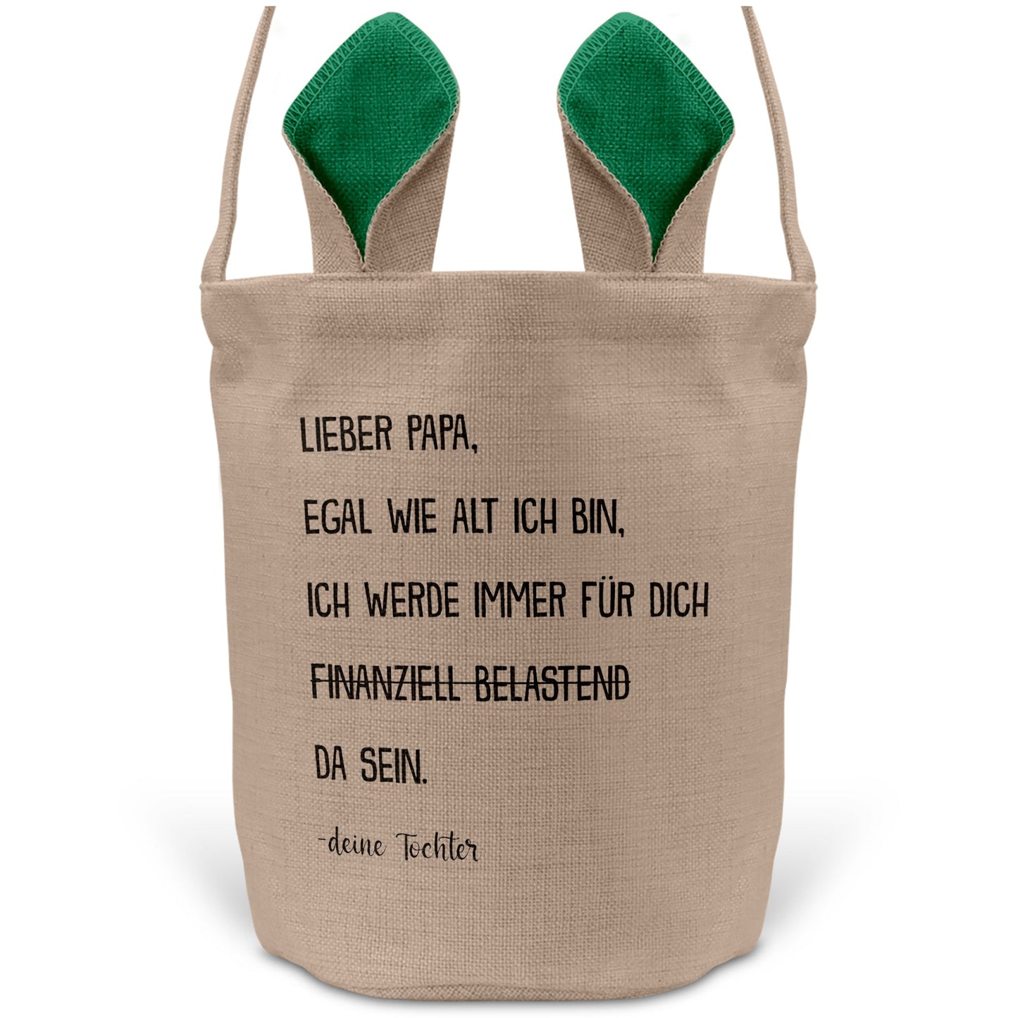22Feels® Papa Osterkorb von Tochter Vater mit Henkel Ostergeschenk Tragetasche Ostern Deko Osternest Körbchen Hasenohren (Beige/Grün)-Ostern Tragetasche-22Feels
