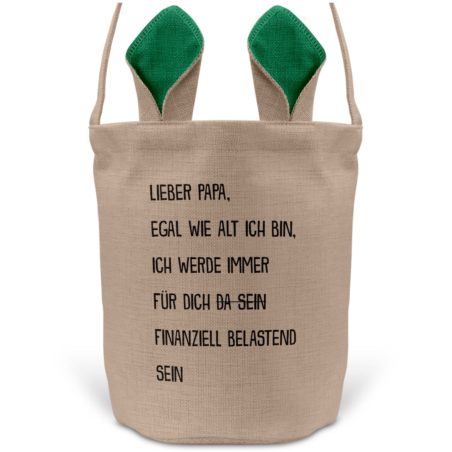 22Feels® Papa Osterkorb Vater mit Henkel Ostergeschenk Tragetasche Ostern Deko Osternest Körbchen Hasenohren (Beige/Grün)-Ostern Tragetasche-22Feels