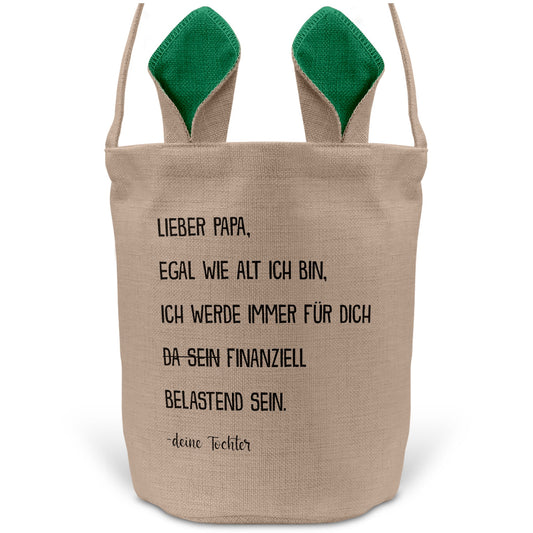 22Feels® Papa Osterkorb von Tochter Vater mit Henkel Ostergeschenk Tragetasche Ostern Deko Osternest Körbchen Hasenohren (Beige/Grün)-Ostern Tragetasche-22Feels