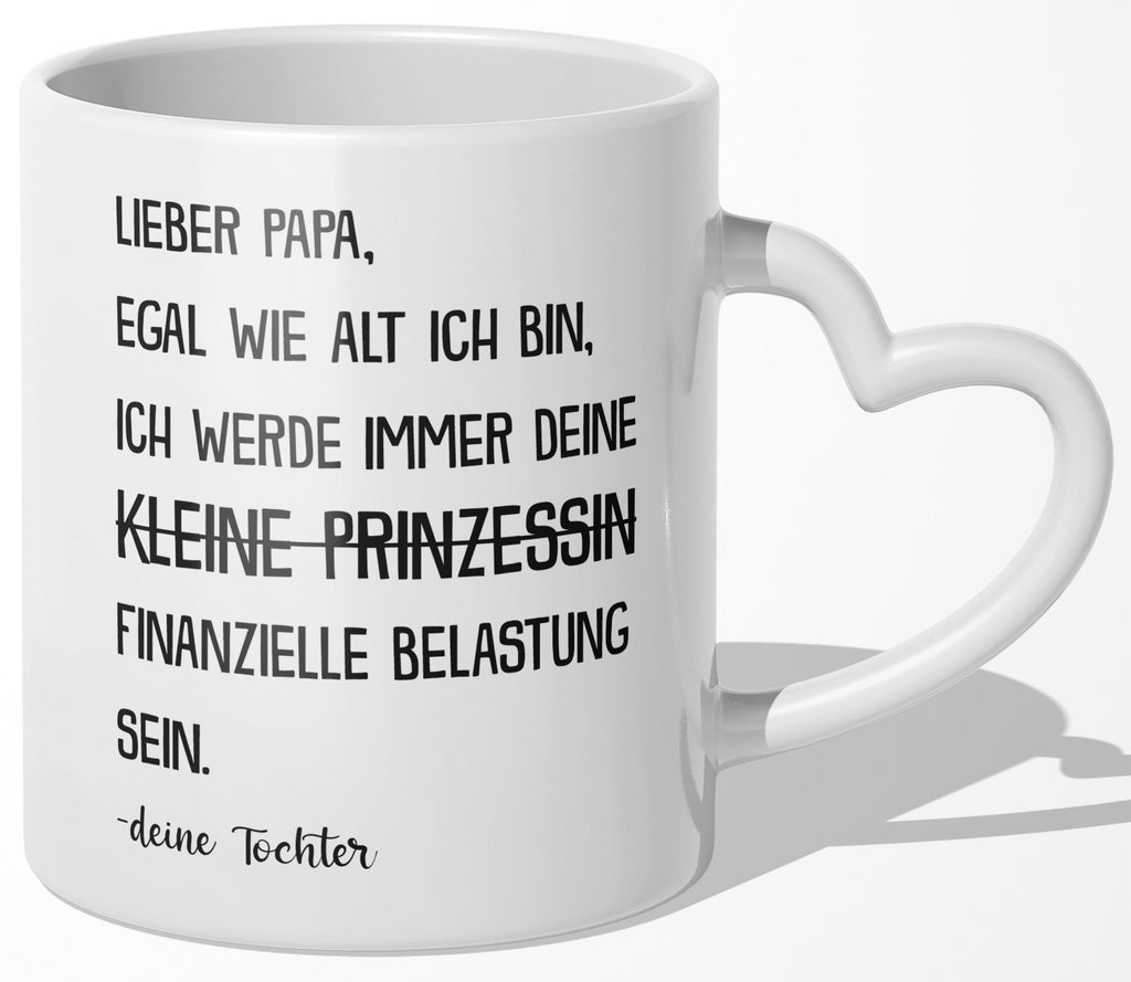 22Feels® Papa Geschenk von Tochter - Tasse mit Spruch (Herzhenkel, Weiss, 320ml)-Tasse Weiss Herzhenkel 320ml-22Feels
