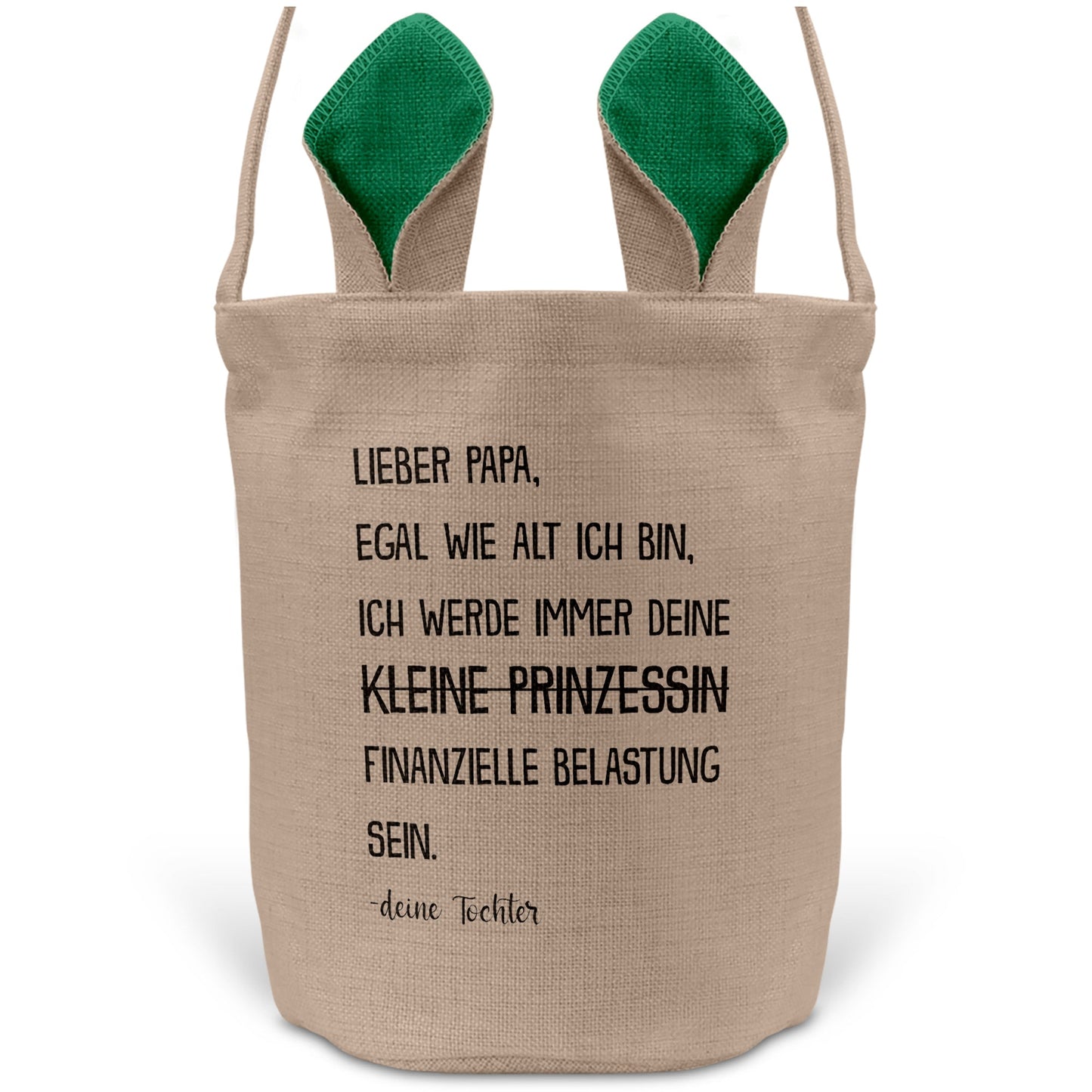 22Feels® Papa Osterkorb von Tochter Vater mit Henkel Ostergeschenk Tragetasche Ostern Deko Osternest Körbchen Hasenohren (Beige/Grün)-Ostern Tragetasche-22Feels