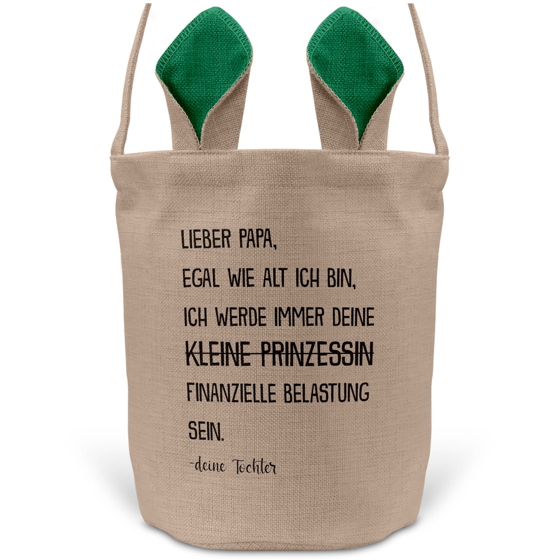 22Feels® Papa Osterkorb von Tochter Vater mit Henkel Ostergeschenk Tragetasche Ostern Deko Osternest Körbchen Hasenohren (Beige/Grün)-Ostern Tragetasche-22Feels