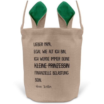 22Feels® Papa Osterkorb von Tochter Vater mit Henkel Ostergeschenk Tragetasche Ostern Deko Osternest Körbchen Hasenohren (Beige/Grün)-Ostern Tragetasche-22Feels