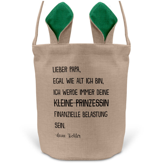 22Feels® Papa Osterkorb von Tochter Vater mit Henkel Ostergeschenk Tragetasche Ostern Deko Osternest Körbchen Hasenohren (Beige/Grün)-Ostern Tragetasche-22Feels