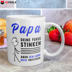 22Feels® ORIGINAL Geschenk-Tasse mit Spruch - Papa Deine Fürze Stinken, Aber Ich Liebe Dich Trotzdem (Weiss, 320ml)-Weisse Tasse 320ml-22Feels