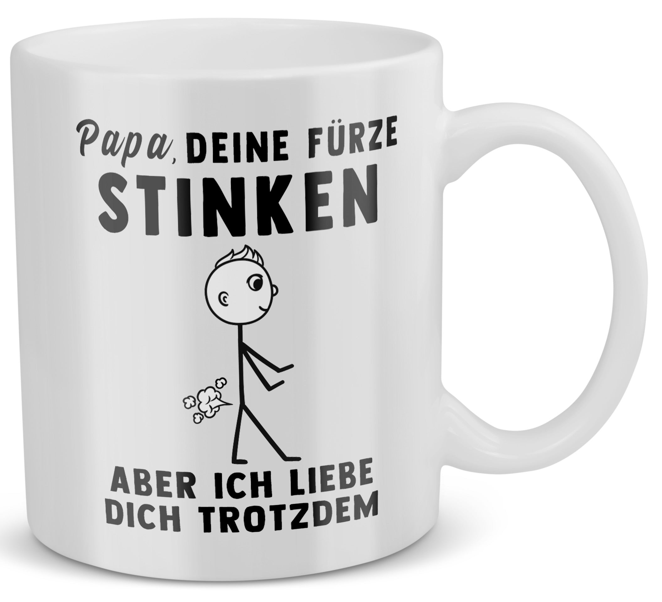 22Feels® ORIGINAL Geschenk-Tasse mit Spruch - Papa, Deine Fürze Stinken, Aber Ich Liebe Dich Trotzdem (Weiss, 320ml)-Weisse Tasse 320ml-22Feels