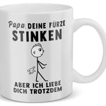 22Feels® ORIGINAL Geschenk-Tasse mit Spruch - Papa, Deine Fürze Stinken, Aber Ich Liebe Dich Trotzdem (Weiss, 320ml)-Weisse Tasse 320ml-22Feels