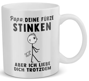 22Feels® ORIGINAL Geschenk-Tasse mit Spruch - Papa, Deine Fürze Stinken, Aber Ich Liebe Dich Trotzdem (Weiss, 320ml)-Weisse Tasse 320ml-22Feels