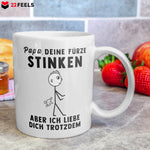 22Feels® ORIGINAL Geschenk-Tasse mit Spruch - Papa, Deine Fürze Stinken, Aber Ich Liebe Dich Trotzdem (Weiss, 320ml)-Weisse Tasse 320ml-22Feels