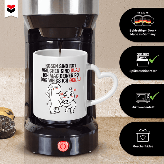 22Feels® Paar Geschenk zum Jahrestag, Hochzeitstag, Valentinstag etc. - Tasse mit Spruch (Herzhenkel, Weiss, 320ml)-Tasse Weiss Herzhenkel 320ml-22Feels