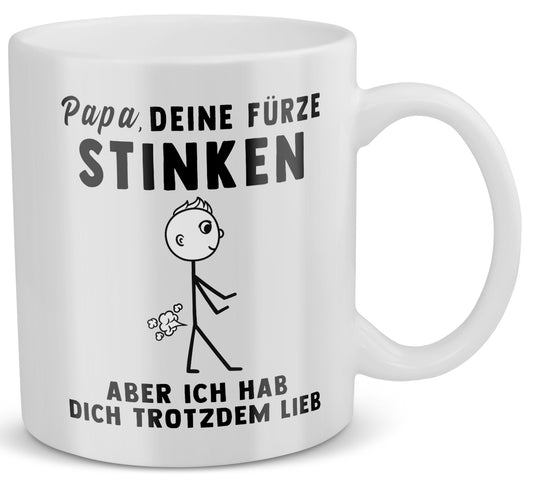 22Feels® ORIGINAL Geschenk-Tasse mit Spruch - Papa, Deine Fürze Stinken, Aber Ich Hab Dich Trotzdem Lieb (Weiss, 320ml)-Weisse Tasse 320ml-22Feels