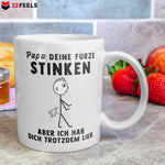 22Feels® ORIGINAL Geschenk-Tasse mit Spruch - Papa, Deine Fürze Stinken, Aber Ich Hab Dich Trotzdem Lieb (Weiss, 320ml)-Weisse Tasse 320ml-22Feels