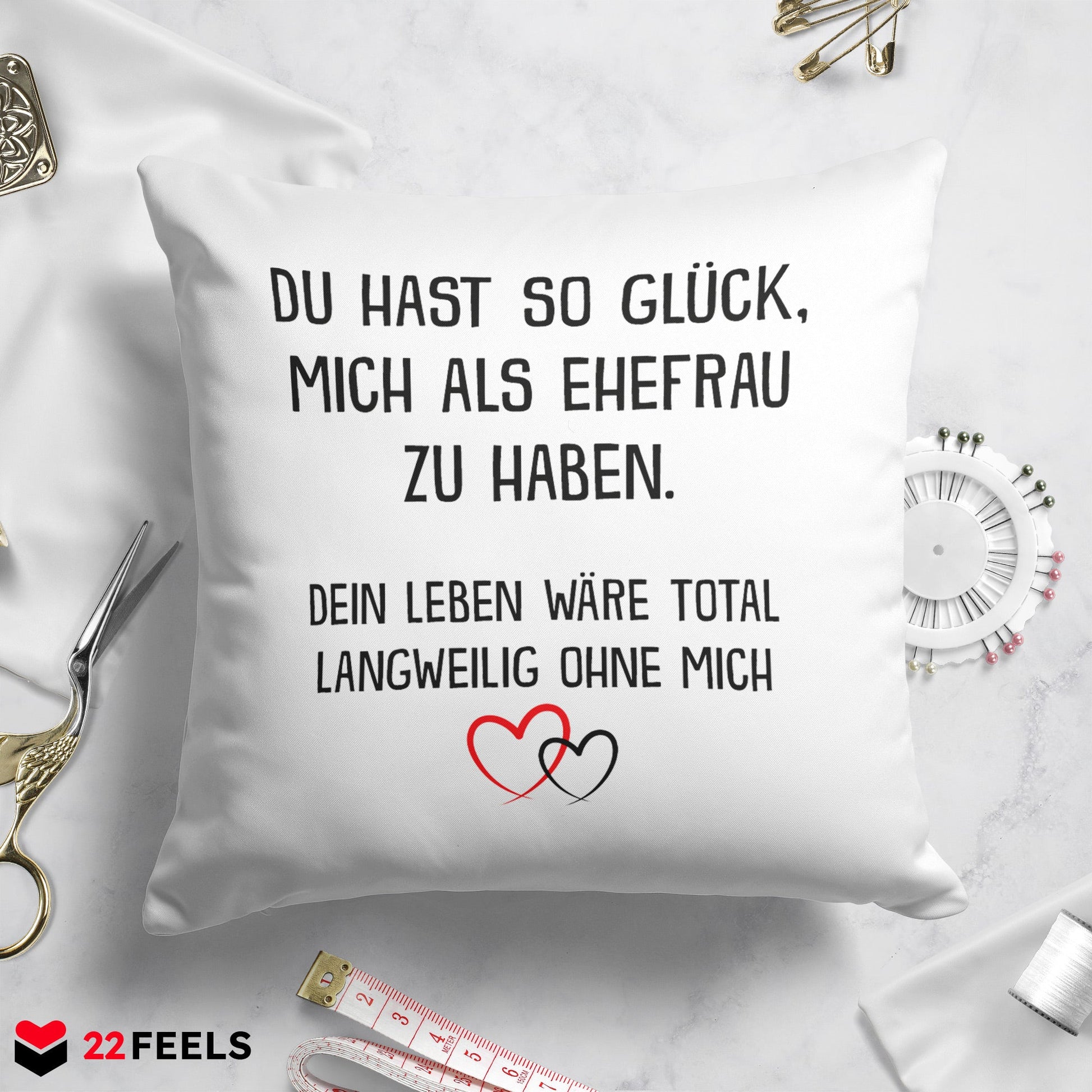 22Feels® Ehemann Geschenk zum Hochzeitstag, Valentinstag etc. - Kissen mit Spruch (Weiss 40x40cm)-Kissen Weiss 40x40-22Feels