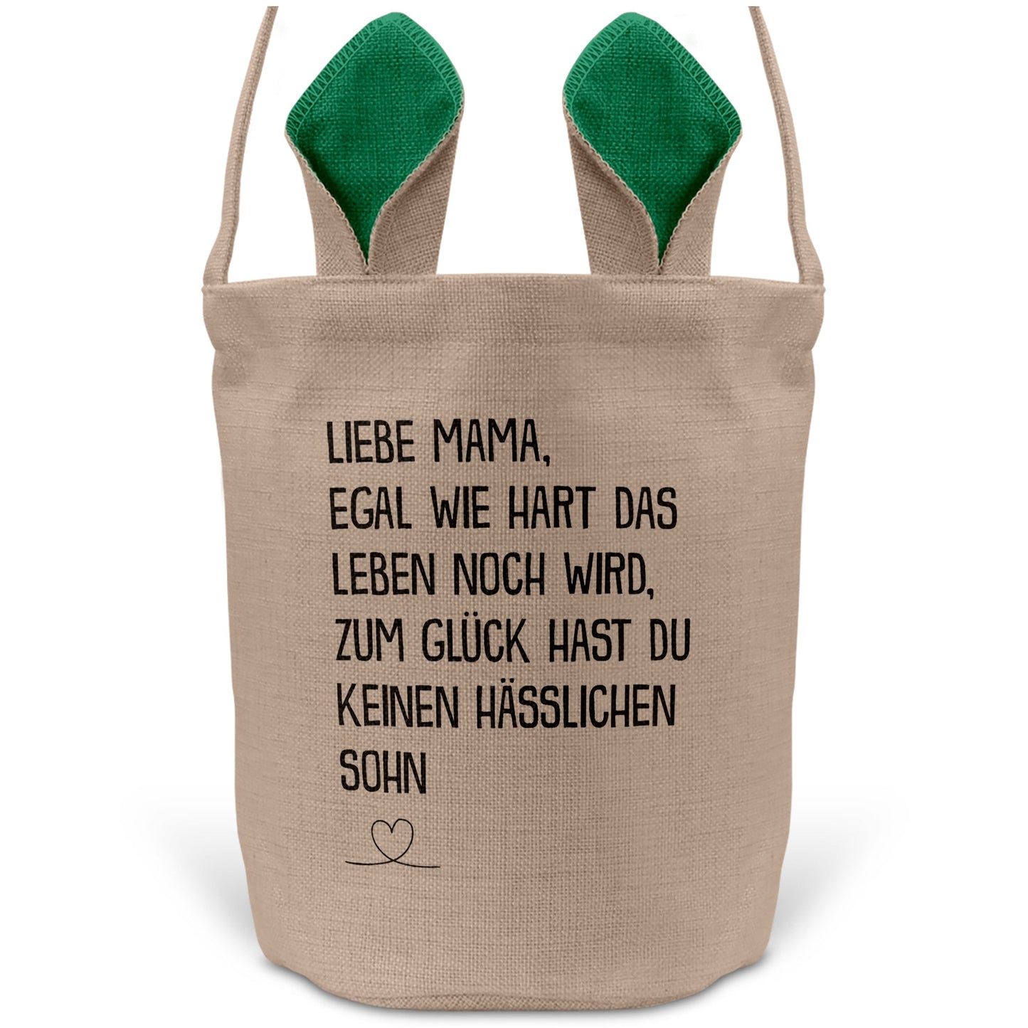 22Feels® Mama Osterkorb von Sohn Mutter mit Henkel Ostergeschenk Tragetasche Ostern Deko Osternest Körbchen Hasenohren (Beige/Grün)-Ostern Tragetasche-22Feels