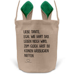 22Feels® Tante Osterkorb von Neffe mit Henkel Ostergeschenk Tragetasche Ostern Deko Osternest Körbchen Hasenohren (Beige/Grün)-Ostern Tragetasche-22Feels