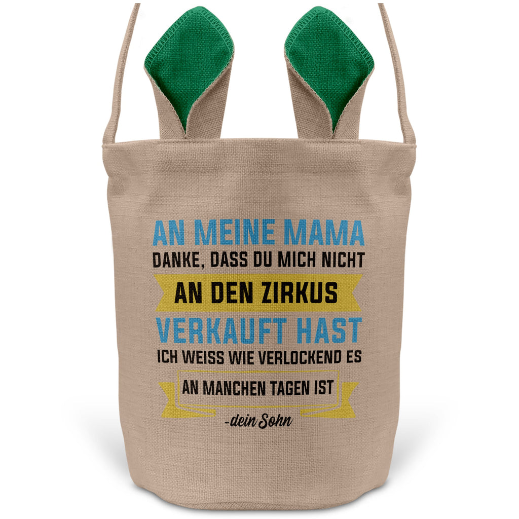 22Feels® Mama Osterkorb von Sohn Mutter mit Henkel Ostergeschenk Tragetasche Ostern Deko Osternest Körbchen Hasenohren (Beige/Grün)-Ostern Tragetasche-22Feels
