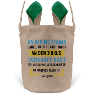 22Feels® Mama Osterkorb von Sohn Mutter mit Henkel Ostergeschenk Tragetasche Ostern Deko Osternest Körbchen Hasenohren (Beige/Grün)-Ostern Tragetasche-22Feels
