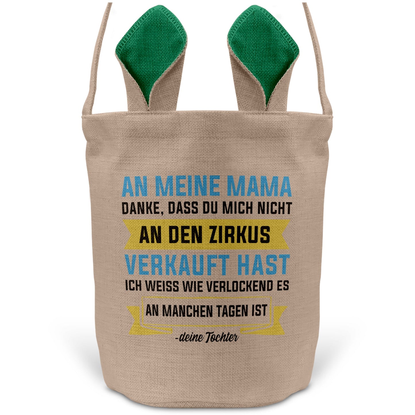 22Feels® Mama Osterkorb von Tochter Mutter mit Henkel Ostergeschenk Tragetasche Ostern Deko Osternest Körbchen Hasenohren (Beige/Grün)-Ostern Tragetasche-22Feels