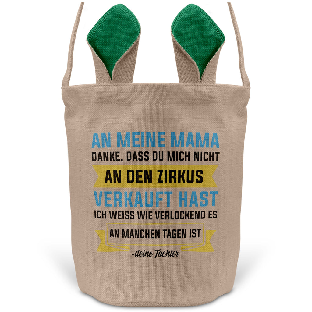 22Feels® Mama Osterkorb von Tochter Mutter mit Henkel Ostergeschenk Tragetasche Ostern Deko Osternest Körbchen Hasenohren (Beige/Grün)-Ostern Tragetasche-22Feels