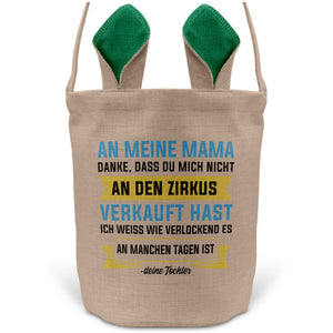 22Feels® Mama Osterkorb von Tochter Mutter mit Henkel Ostergeschenk Tragetasche Ostern Deko Osternest Körbchen Hasenohren (Beige/Grün)-Ostern Tragetasche-22Feels