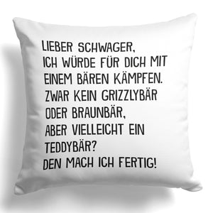 22Feels® Schwager Geschenk - Kissen mit Spruch (Weiss 40x40cm)-Kissen Weiss 40x40-22Feels