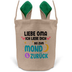 22Feels® Oma Grossmutter Osterkorb mit Henkel Ostergeschenk Tragetasche Ostern Deko Osternest Körbchen Hasenohren (Beige/Grün)-Ostern Tragetasche-22Feels