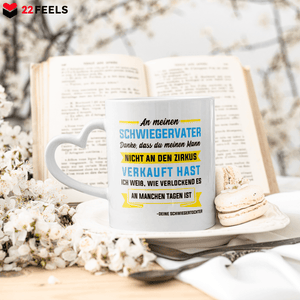 22Feels® Schwiegervater Geschenk von Schwiegertochter bzw. Braut - Tasse mit Spruch (Herzhenkel, Weiss, 320ml)-Tasse Weiss Herzhenkel 320ml-22Feels