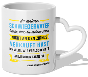 22Feels® Schwiegervater Geschenk von Schwiegertochter bzw. Braut - Tasse mit Spruch (Herzhenkel, Weiss, 320ml)-Tasse Weiss Herzhenkel 320ml-22Feels