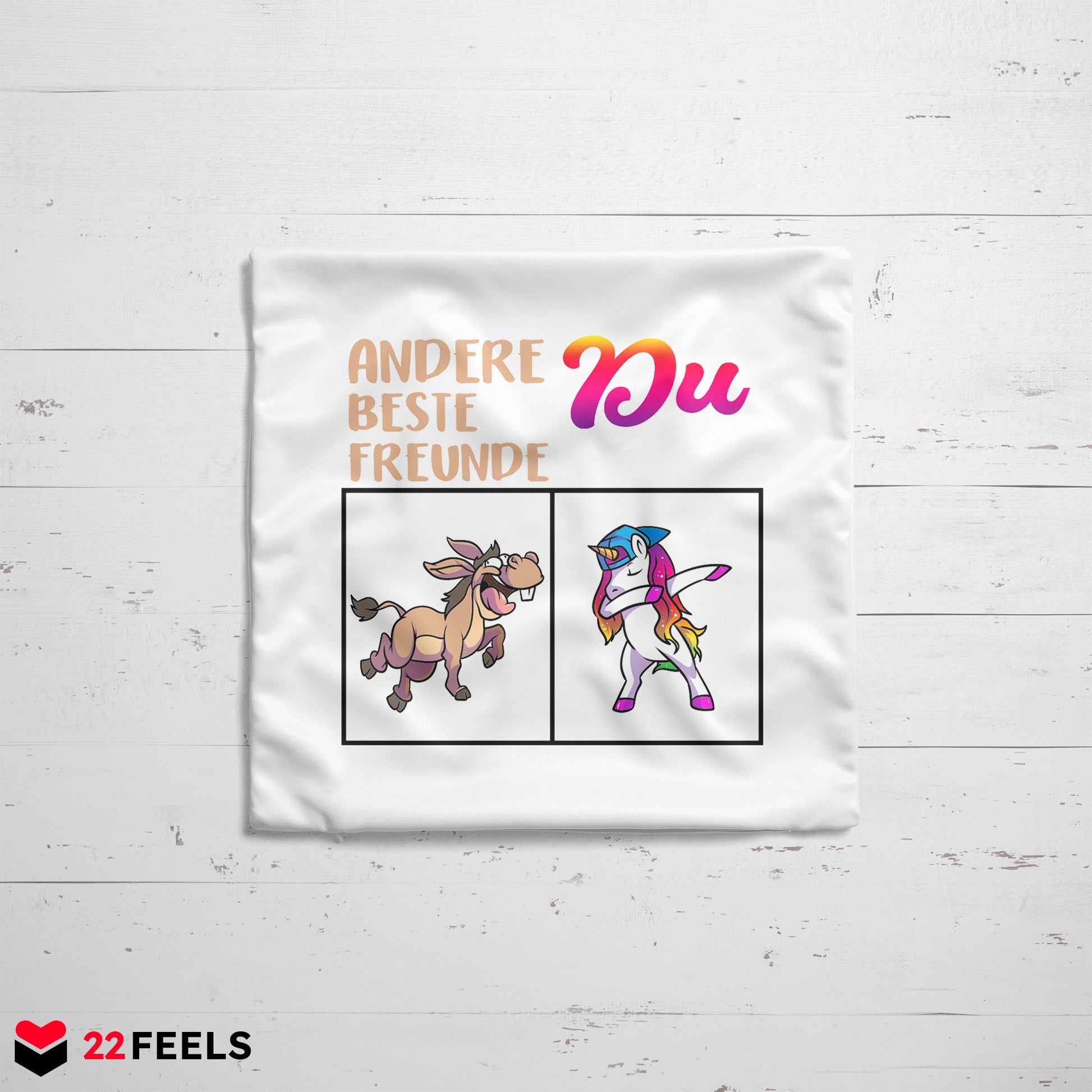 22Feels® Beste Freundin Geschenk - Einhorn Kissen mit Spruch (Weiss 40x40cm)-Kissen Weiss 40x40-22Feels