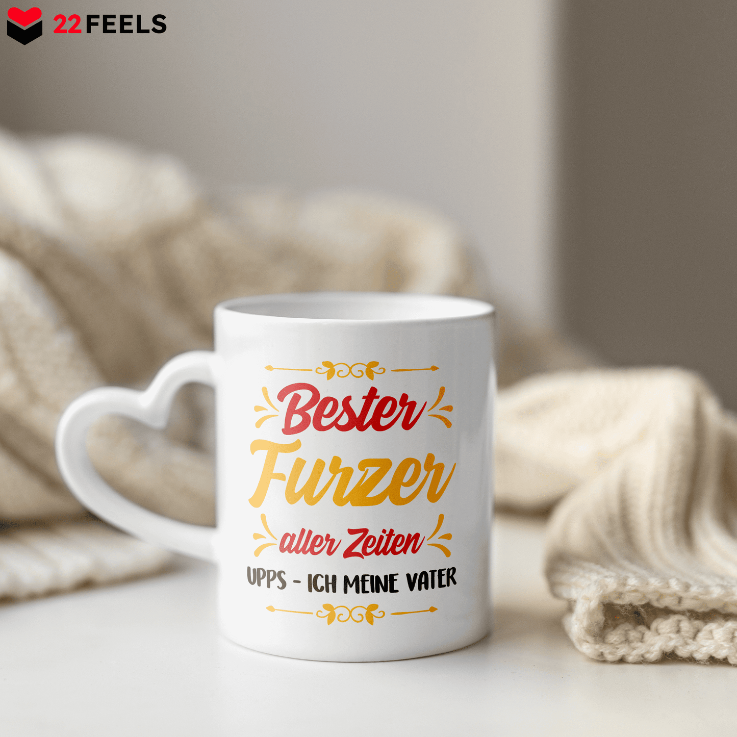 22Feels® Geschenk für Papas - Tasse mit Spruch (Herzhenkel, Weiss, 320ml)-Tasse Weiss Herzhenkel 320ml-22Feels