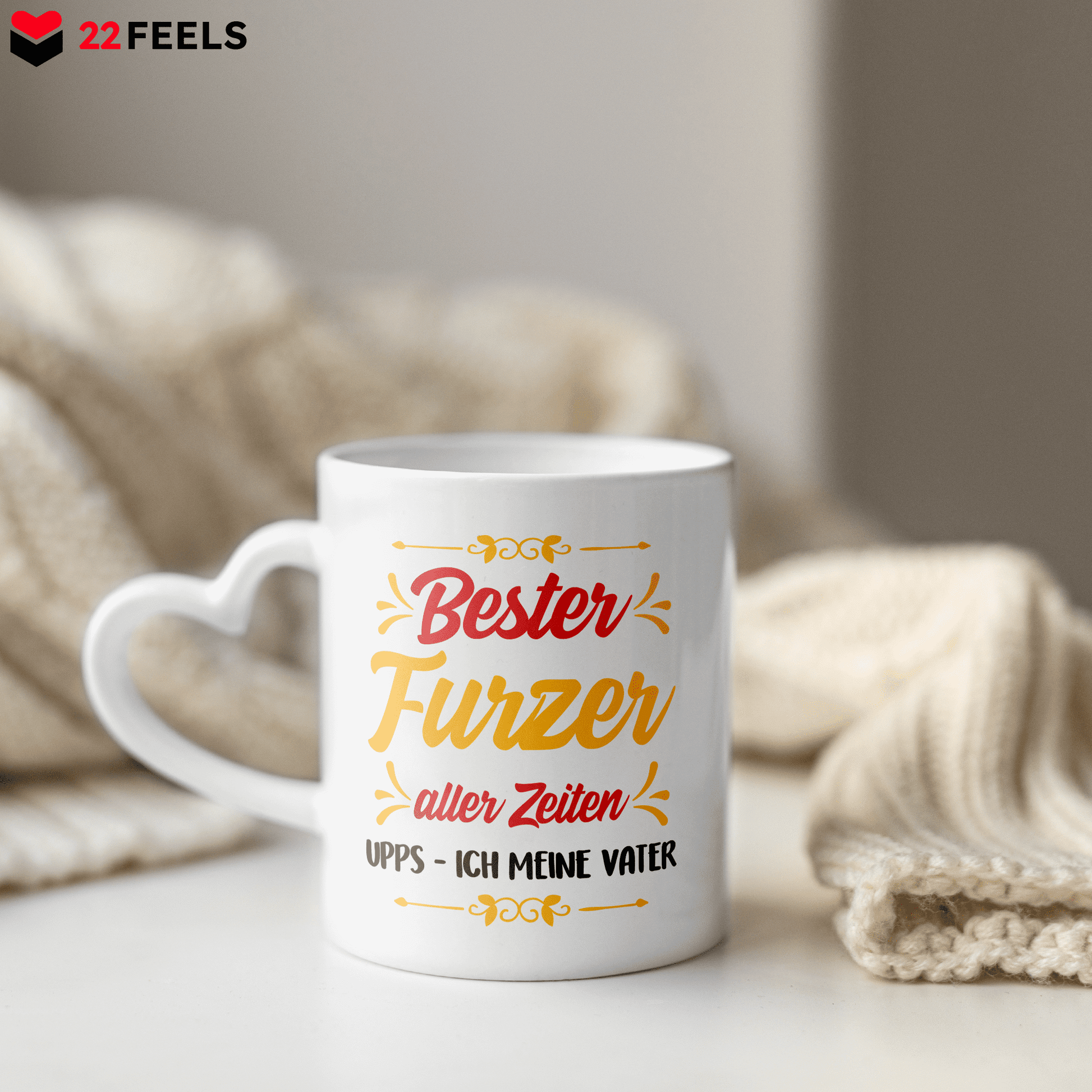22Feels® Geschenk für Papas - Tasse mit Spruch (Herzhenkel, Weiss, 320ml)-Tasse Weiss Herzhenkel 320ml-22Feels
