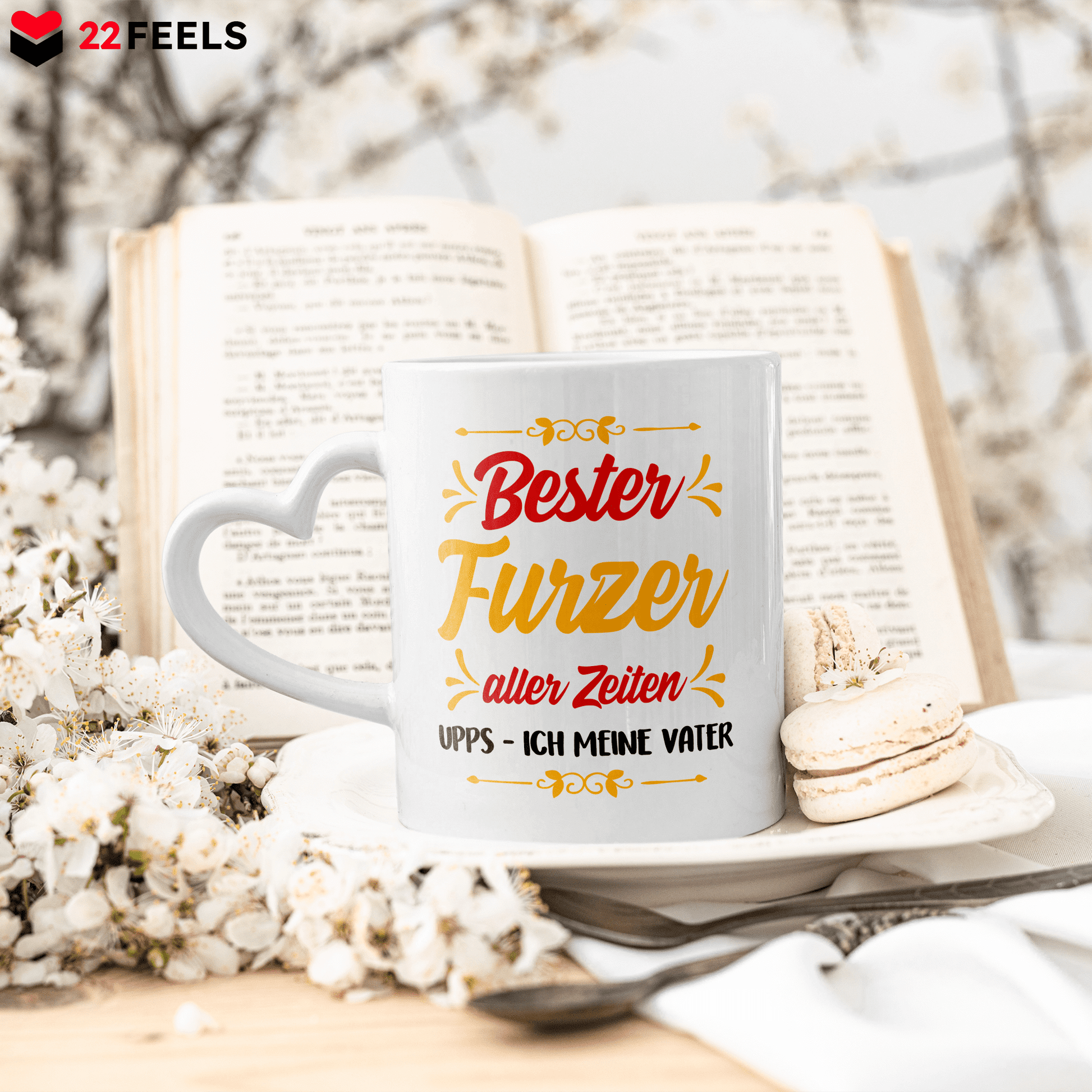 22Feels® Geschenk für Papas - Tasse mit Spruch (Herzhenkel, Weiss, 320ml)-Tasse Weiss Herzhenkel 320ml-22Feels