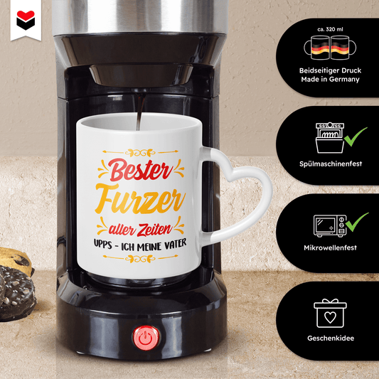 22Feels® Geschenk für Papas - Tasse mit Spruch (Herzhenkel, Weiss, 320ml)-Tasse Weiss Herzhenkel 320ml-22Feels