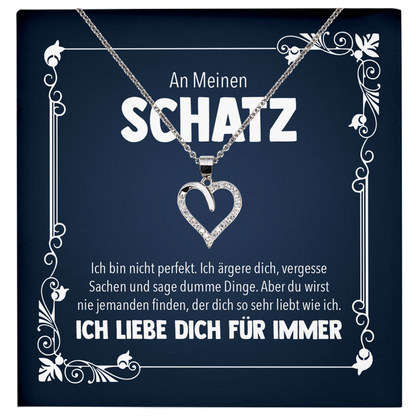 22Feels® Romantisches Geschenk für Frauen zum Jahrestag, Valentinstag, Hochzeitstag und co. - Echt Silber 925/000 Schmuckset: Herz Halskette mit Botschaftskarte-Schmuck mit Botschaftskarte - Herz21-22Feels