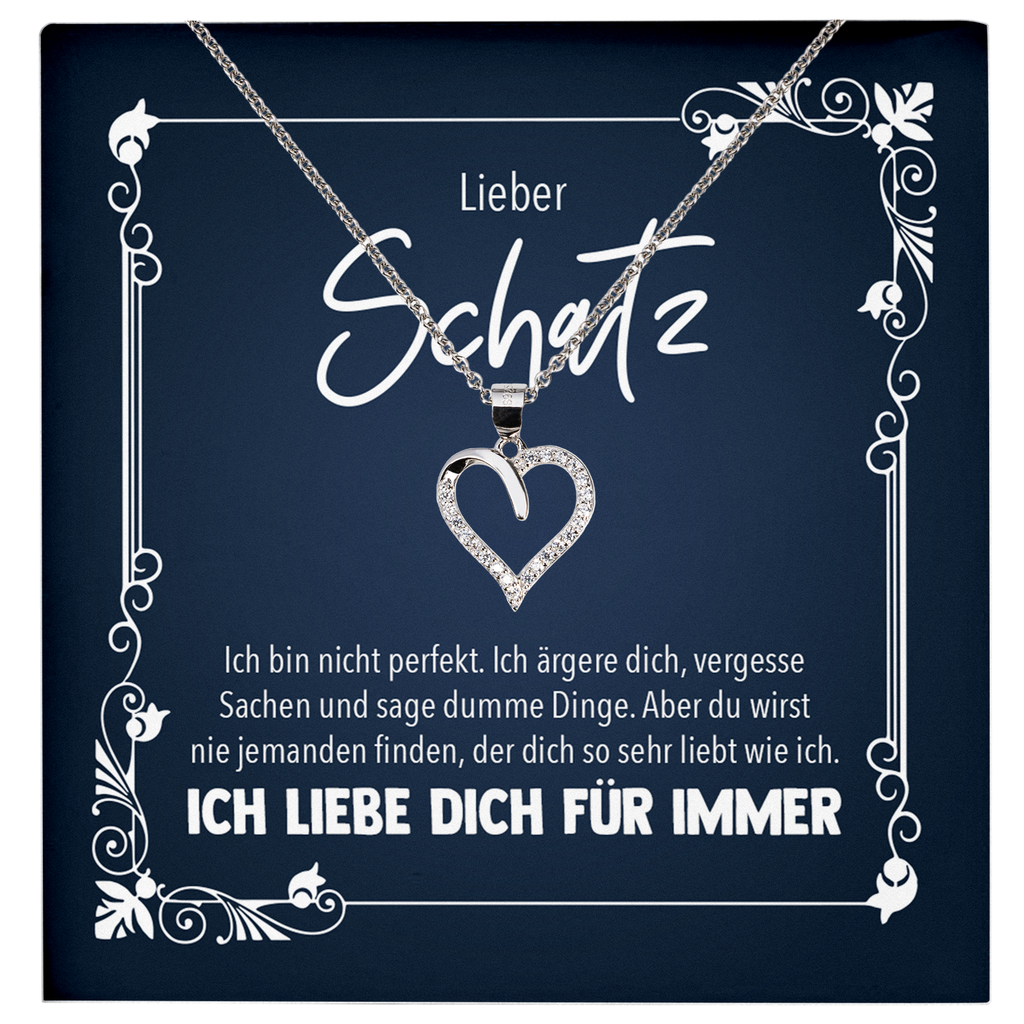 22Feels® Romantisches Geschenk für Frauen zum Jahrestag, Valentinstag, Hochzeitstag und co. - Echt Silber 925/000 Schmuckset: Herz Halskette mit Botschaftskarte-Schmuck mit Botschaftskarte - Herz21-22Feels