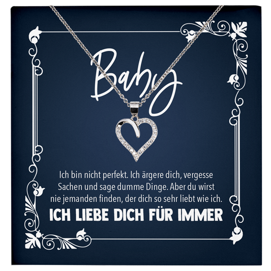 22Feels® Romantisches Geschenk für Frauen zum Jahrestag, Valentinstag, Hochzeitstag und co. - Echt Silber 925/000 Schmuckset: Herz Halskette mit Botschaftskarte-Schmuck mit Botschaftskarte - Herz21-22Feels