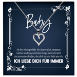 22Feels® Romantisches Geschenk für Frauen zum Jahrestag, Valentinstag, Hochzeitstag und co. - Echt Silber 925/000 Schmuckset: Herz Halskette mit Botschaftskarte-Schmuck mit Botschaftskarte - Herz21-22Feels