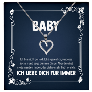 22Feels® Romantisches Geschenk für Frauen zum Jahrestag, Valentinstag, Hochzeitstag und co. - Echt Silber 925/000 Schmuckset: Herz Halskette mit Botschaftskarte-Schmuck mit Botschaftskarte - Herz21-22Feels